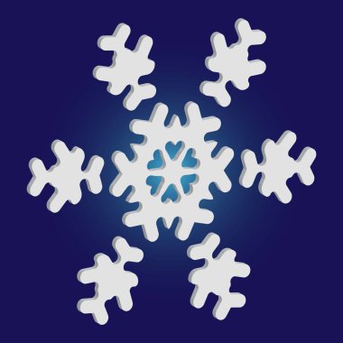 Mavi arka planda gölgesi olan sevimli bir kar tanesi..