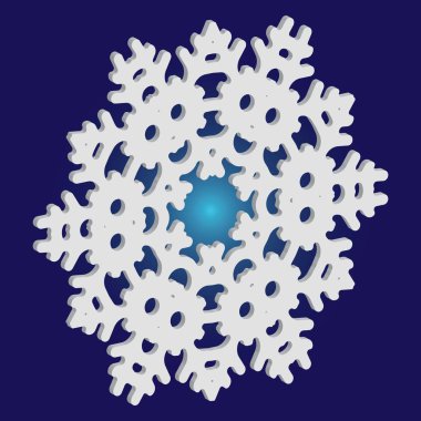 Mavi arka planda izole edilmiş kar tanesi silueti.