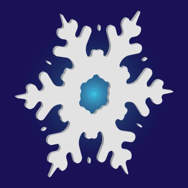 Mavi arka planda izole edilmiş kar tanesi silueti.