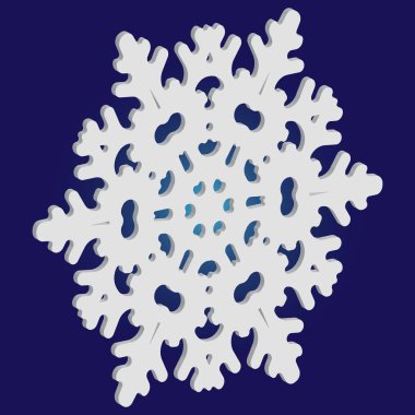 Mavi arka planda izole edilmiş kar tanesi silueti.