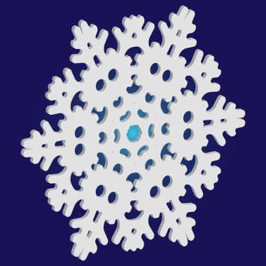 Mavi arkaplanda gölgesi olan basit bir kar tanesi.