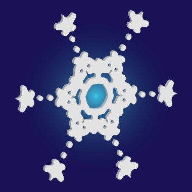 Mavi arkaplanda basit bir Noel kar tanesi.