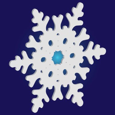 Mavi arkaplanda gölgesi olan basit bir kar tanesi.