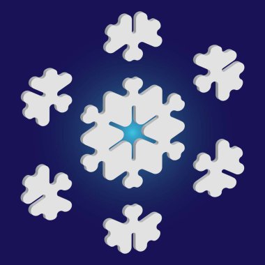 Mavi arkaplanda basit bir Noel kar tanesi.