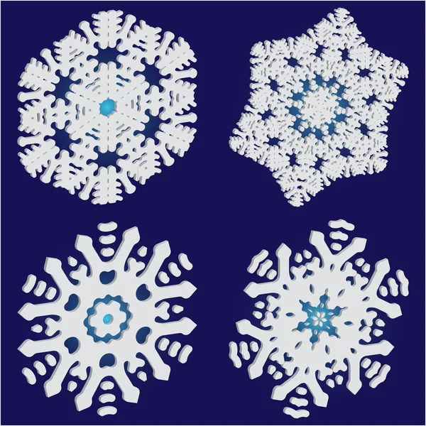 Коллекция простых снежинок на синем фоне . — стоковый вектор