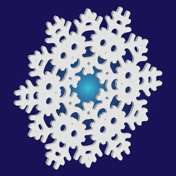 Silueta aislada de copo de nieve sobre fondo azul . — Vector de stock