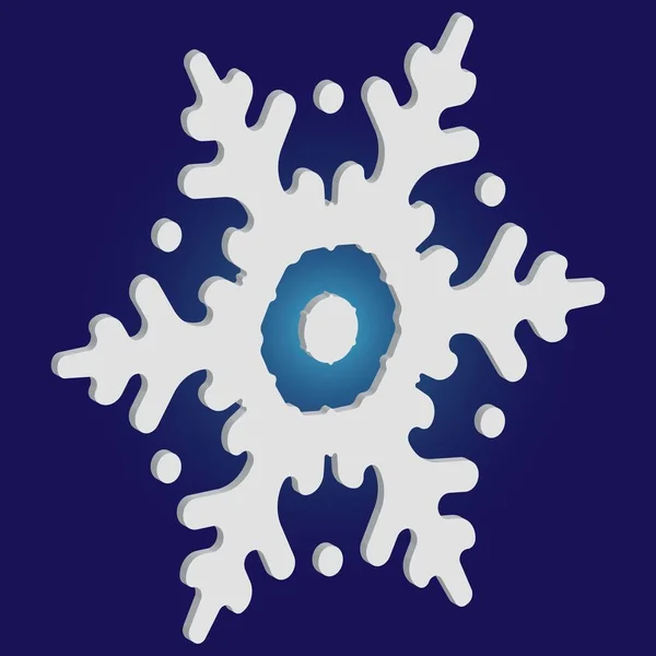 Simple, hermoso copo de nieve sobre fondo azul . — Vector de stock