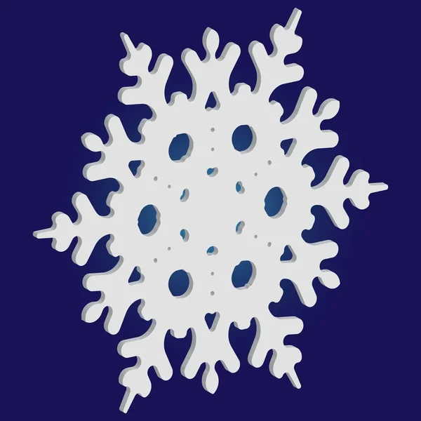 Isolerad fallande snöflinga på blå bakgrund. — Stock vektor