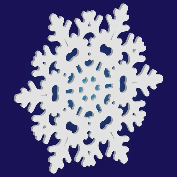 Silueta aislada de copo de nieve sobre fondo azul . — Vector de stock