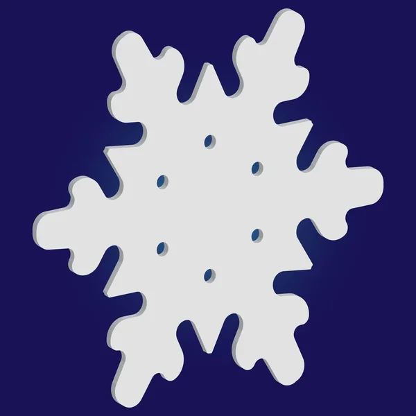 Silueta aislada de copo de nieve sobre fondo azul . — Vector de stock