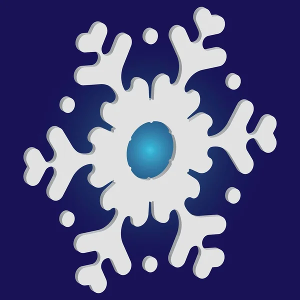 Einfache, schöne Schneeflocke auf blauem Hintergrund. — Stockvektor