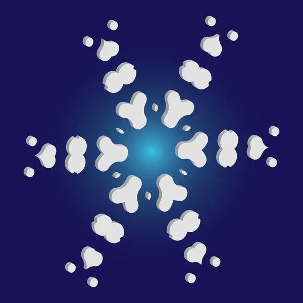 Isolated silhouette of snowflake on blue background. — Stock Vector