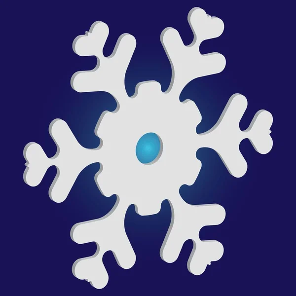 Natal corte 3d floco de neve no fundo azul . — Vetor de Stock