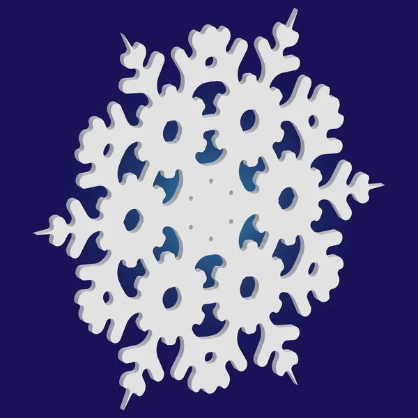 Copo de nieve de papel de Navidad sobre fondo azul . — Vector de stock