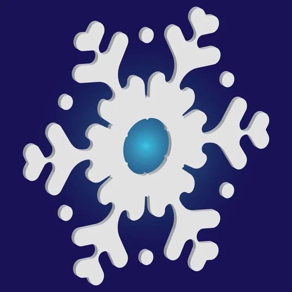 Isolierte Silhouette der Schneeflocke auf blauem Hintergrund. — Stockvektor