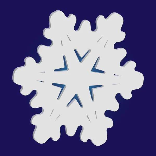 Isolierte Silhouette der Schneeflocke auf blauem Hintergrund. — Stockvektor