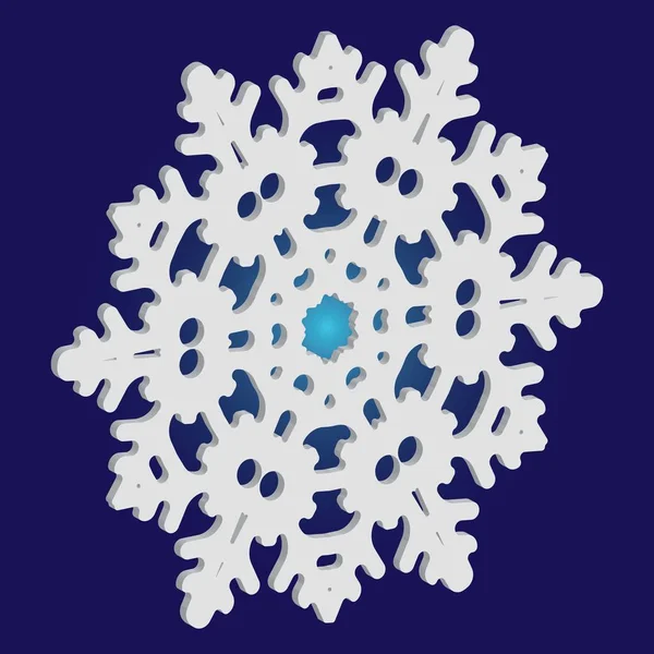 Ізольований силует сніжинки на синьому фоні . — стоковий вектор