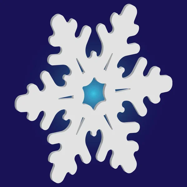 Kerst papier sneeuwvlok op blauwe achtergrond. — Stockvector