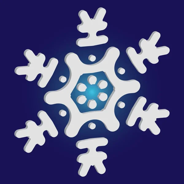 Découpe de Noël 3d flocon de neige sur fond bleu . — Image vectorielle