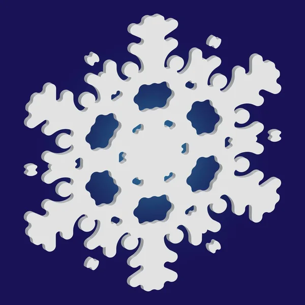 Mignon flocon de neige avec ombre sur fond bleu . — Image vectorielle