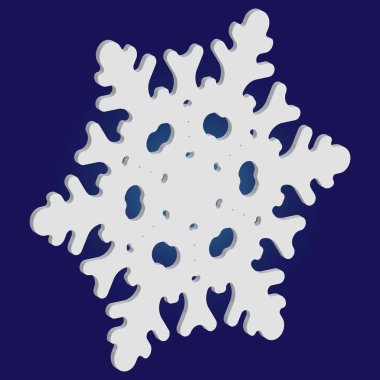 Mavi arkaplanda gölgesi olan basit bir kar tanesi.