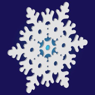 Mavi arkaplanda basit bir Noel kar tanesi.