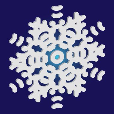 Mavi arka planda gölgesi olan sevimli bir kar tanesi..