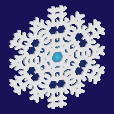 Mavi arka planda gölgesi olan sevimli bir kar tanesi..