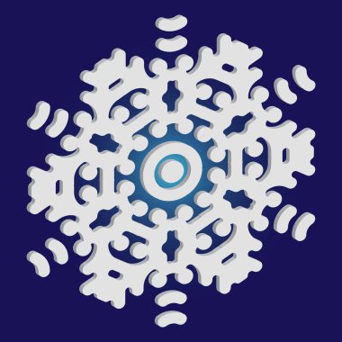 Mavi arkaplanda gölgesi olan basit bir kar tanesi.