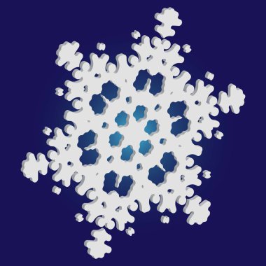 Mavi arka planda gölgesi olan sevimli bir kar tanesi..