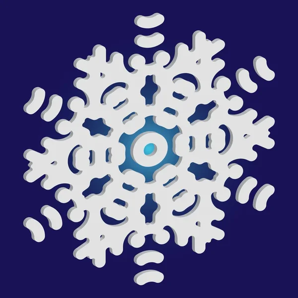 Mavi arkaplanda kağıt kesiği izole kar tanesi.