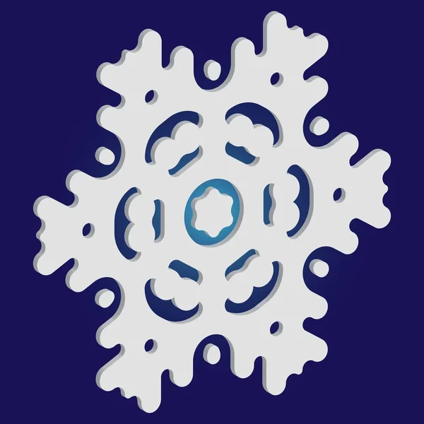 Copo de nieve aislado de corte de papel sobre fondo azul . — Vector de stock