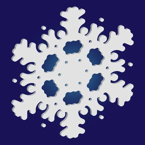 青の背景にシンプルで美しい雪の結晶. — ストックベクタ