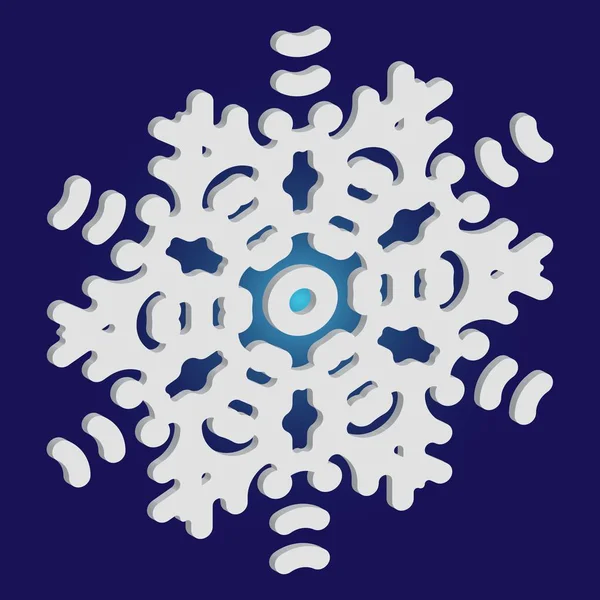 Mignon flocon de neige avec ombre sur fond bleu . — Image vectorielle