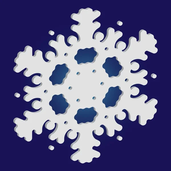 Simple, hermoso copo de nieve sobre fondo azul . — Vector de stock