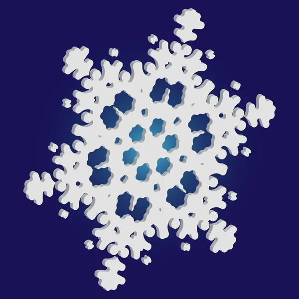 Милая снежинка с тенью на синем фоне . — стоковый вектор