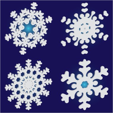 Mavi arka planda 3 boyutlu Noel kar taneleri.. 