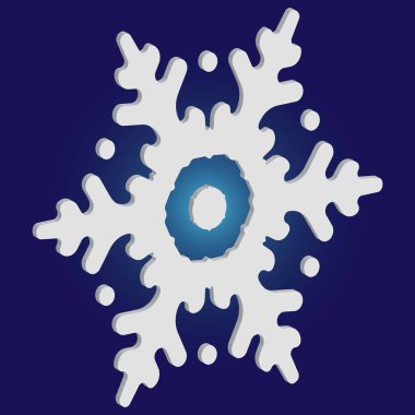 Mavi arka planda gölgesi olan sevimli bir kar tanesi..