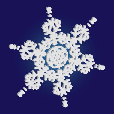 Mavi arkaplanda gölgesi olan basit bir kar tanesi.