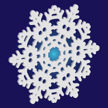 Mavi arkaplanda gölgesi olan basit bir kar tanesi.