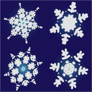 Mavi arkaplanda basit kar taneleri koleksiyonu. 