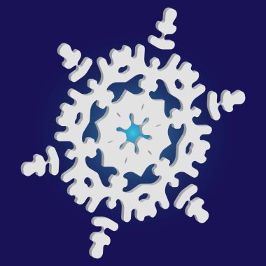 Mavi arka planda izole edilmiş kar tanesi silueti.