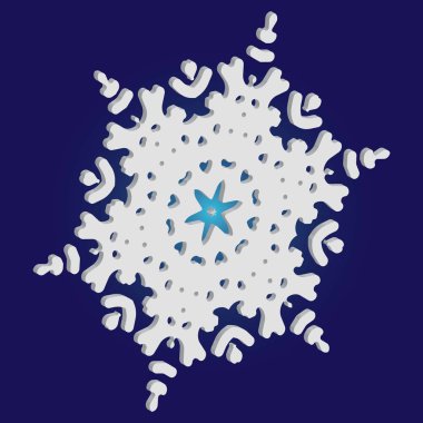 Mavi arka planda Noel kâğıdı kar tanesi.