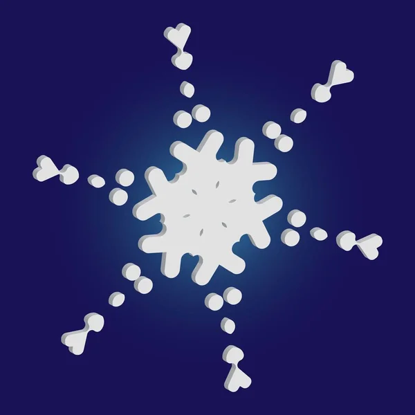 Prosty, piękny płatek śniegu na niebieskim tle. — Wektor stockowy