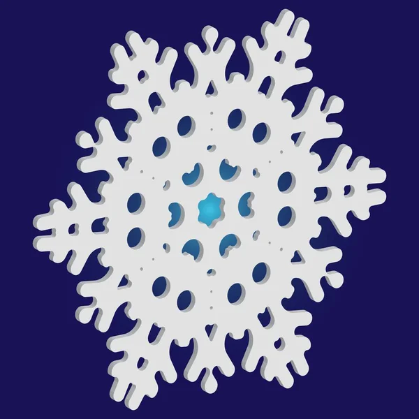 Navidad corte 3d copo de nieve sobre fondo azul . — Vector de stock