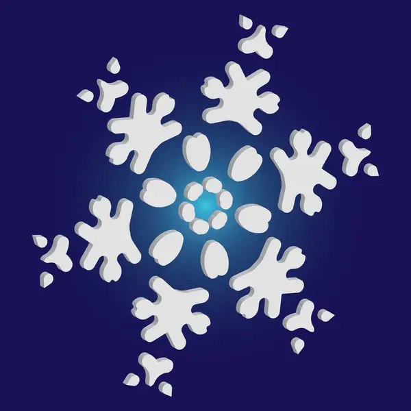Απλή, όμορφη νιφάδα χιονιού σε μπλε φόντο. — Διανυσματικό Αρχείο