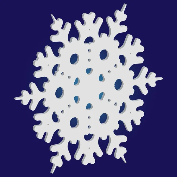 Copo de nieve de Navidad simple sobre fondo azul . — Vector de stock