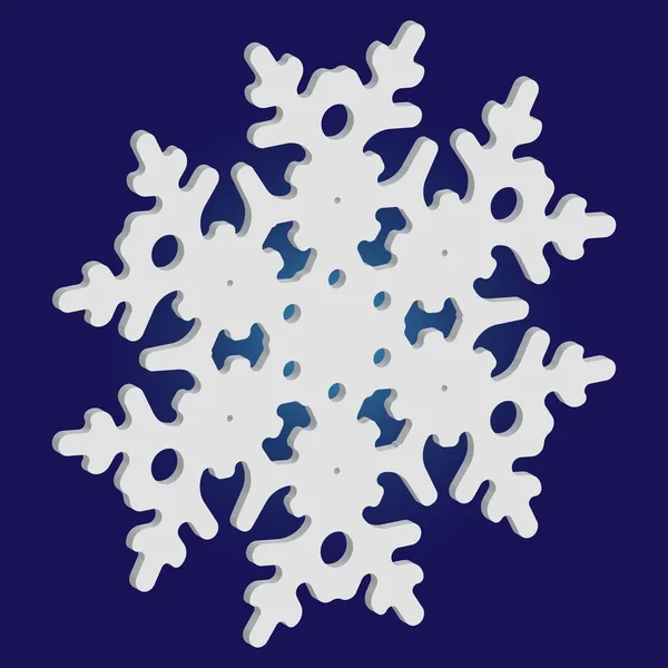 Copo de nieve de Navidad simple sobre fondo azul . — Vector de stock