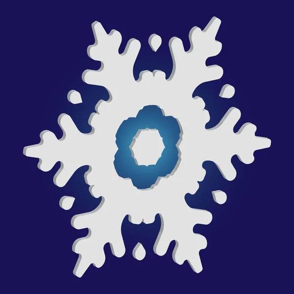 Silueta aislada de copo de nieve sobre fondo azul . — Vector de stock