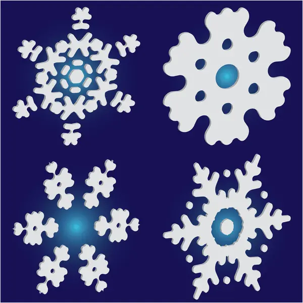 Колекція простих сніжинок на синьому фоні . — стоковий вектор